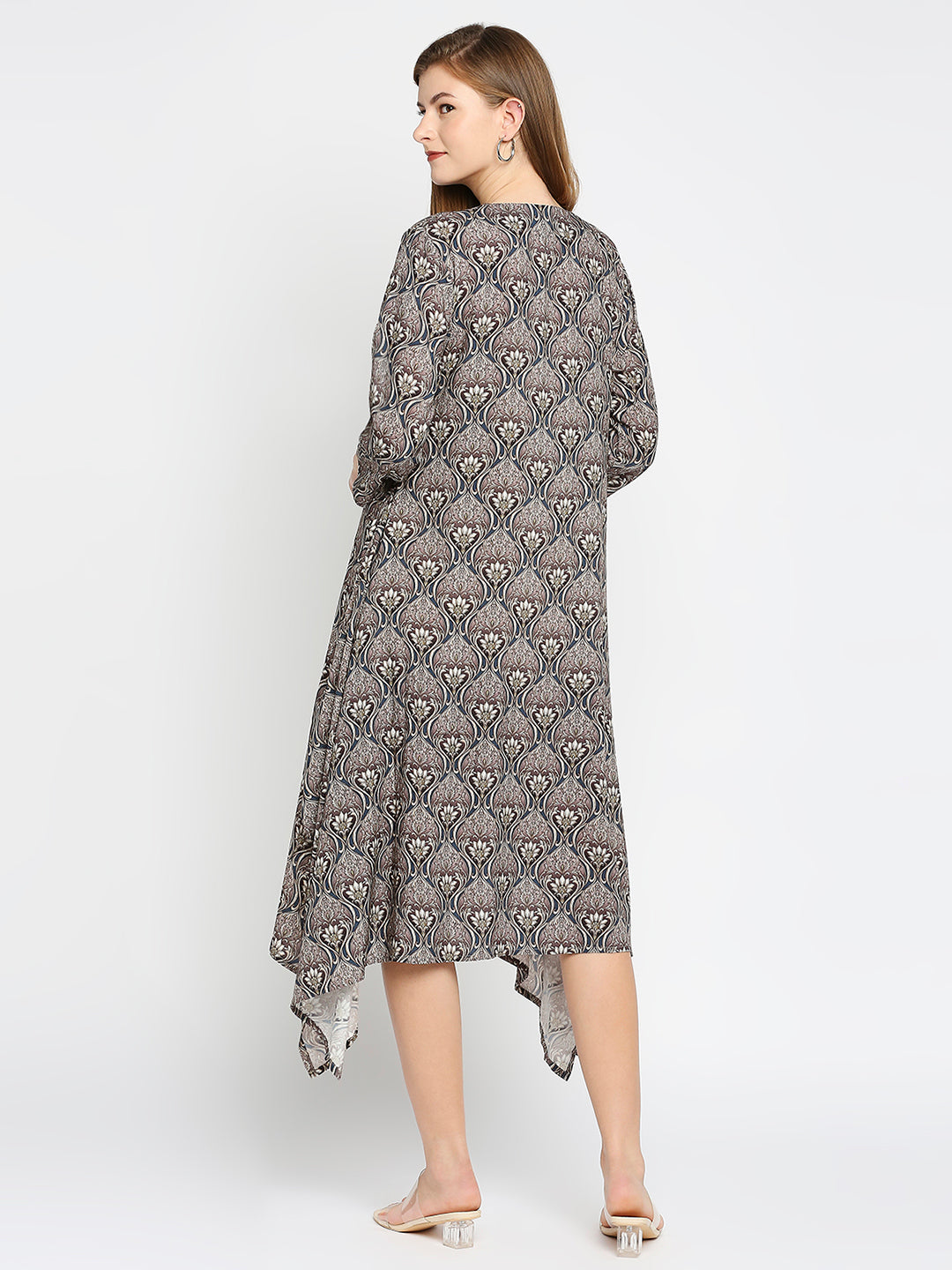 Paisley Printed Asymmetric Hem Tunic Dress
