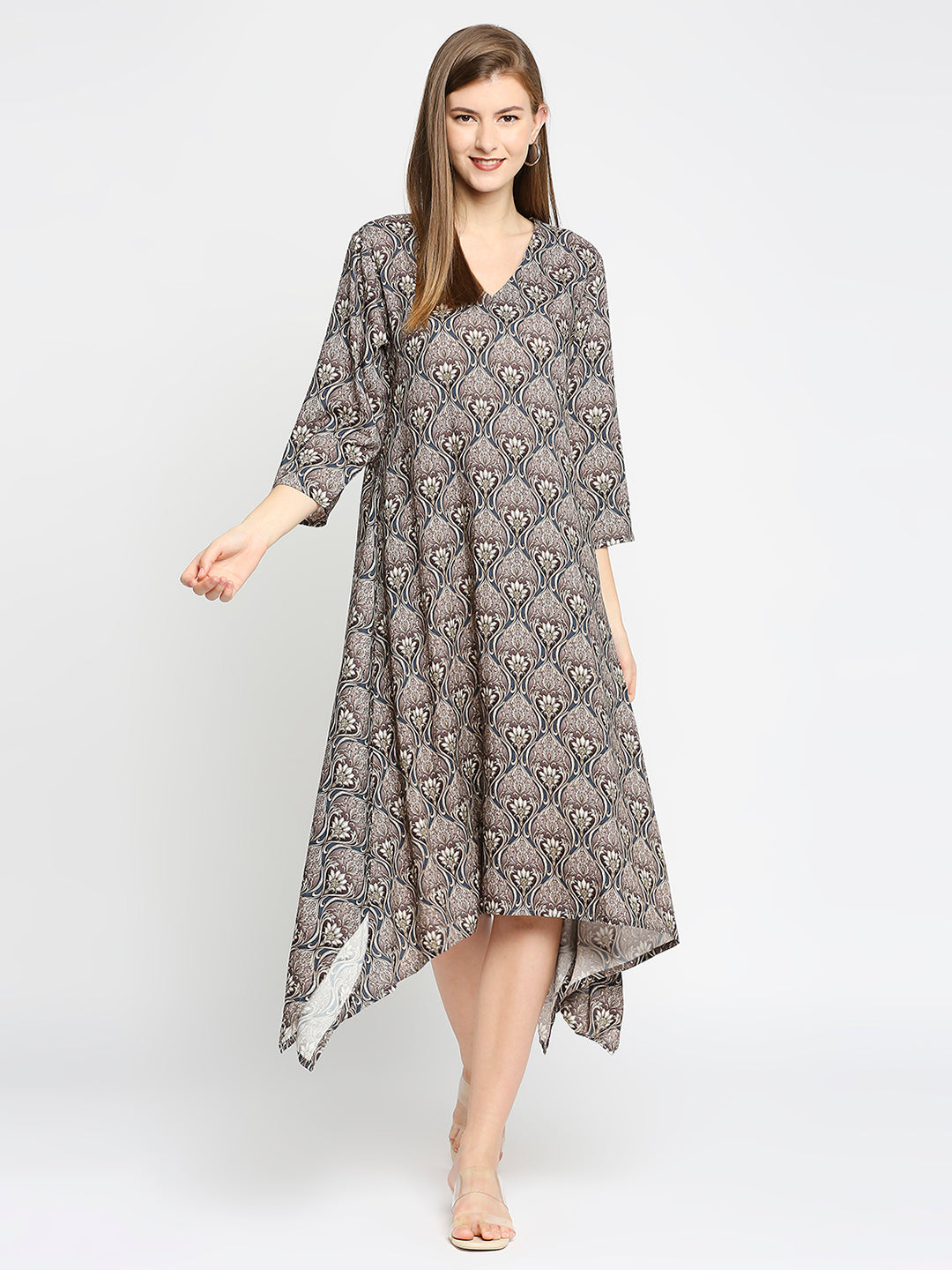 asymmetrical tunic dress Paisley Printed Asymmetric Hem Tunic Dress for Fusion Wear – Cloth Haus