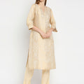 Brocade Off White Ornamental Design Kurta