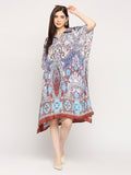 Aqua Paisley Printed Kaftan Dress