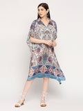 Blue Paisley Printed Kaftan Dress