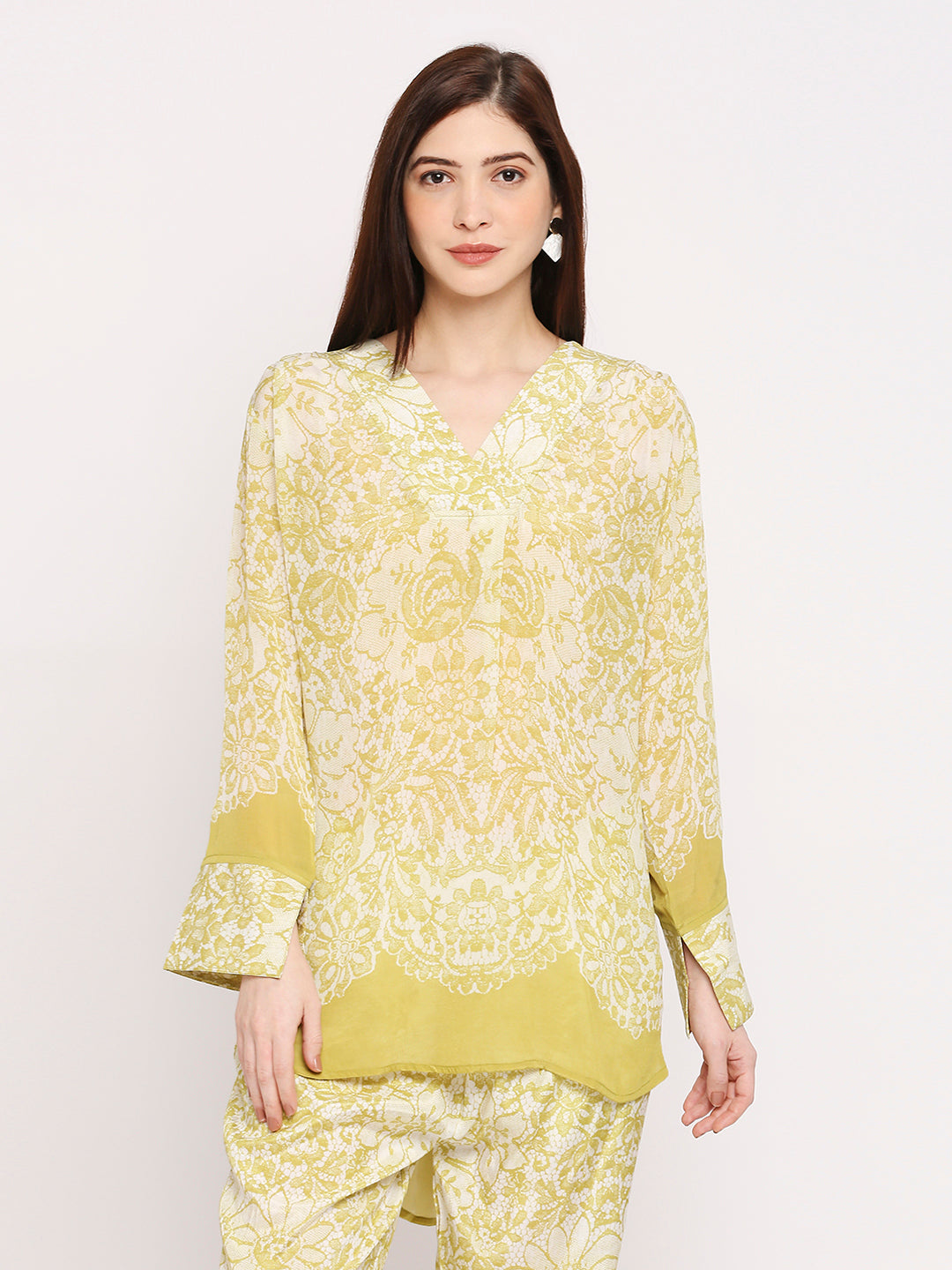 Lime Lace Printed Co-ord Set