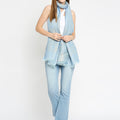Brocade Floral Design Ice Blue Wrap