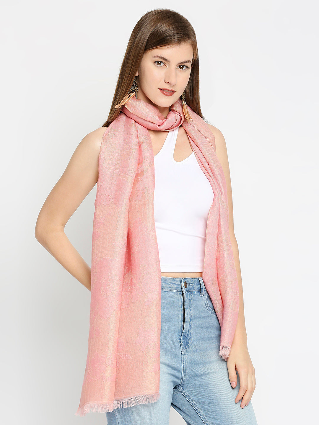 Brocade Flower Design Pink Wrap