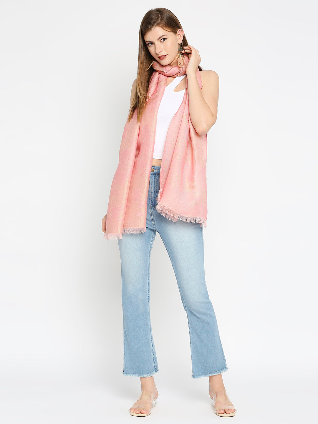 Brocade Flower Design Pink Wrap