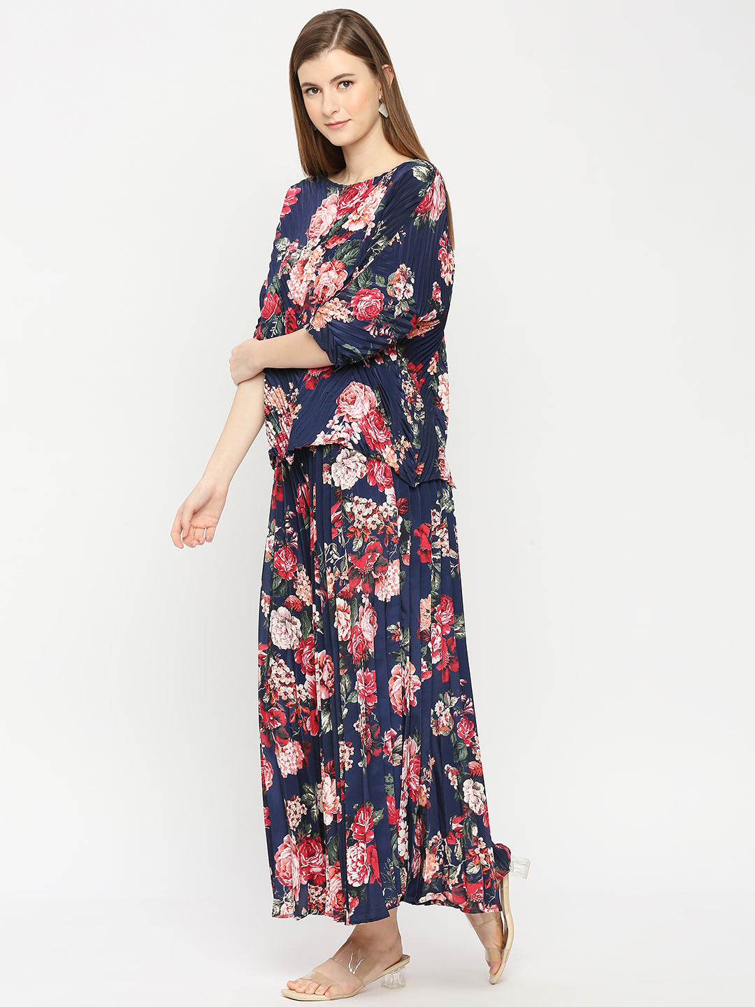 Blue Pleated Co-ord Set