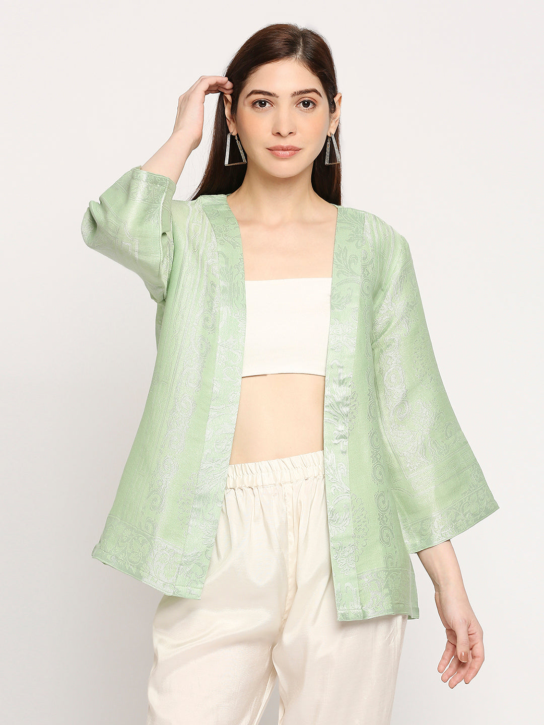 Brocade Green French Patterned Jacket