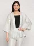 Brocade White Horse & Chains Pattern Metallic Jacket