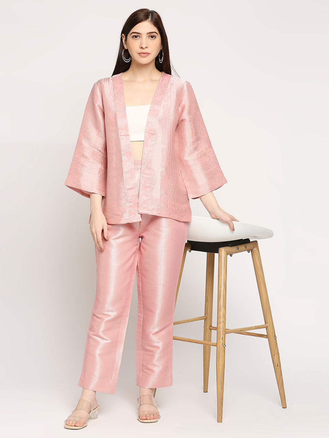 Brocade Peach French Patterned Jacket